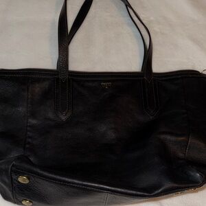 Fossil Elegant Black Leather Tote